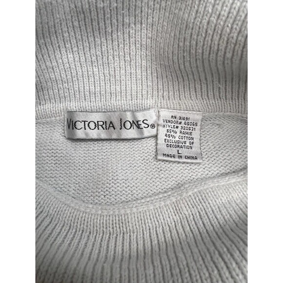 Vintage Victoria Jones White Ugly Christmas Sweater Tree Silver Gold Size L - Picture 8 of 12